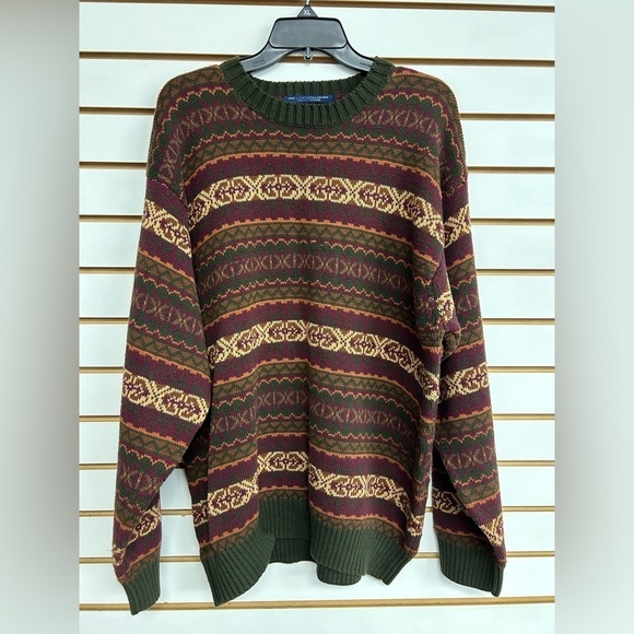 Tommy Hilfiger Men's Vintage Multi-Color Oversized Sweater Large 100% Cotton - Picture 1 of 7